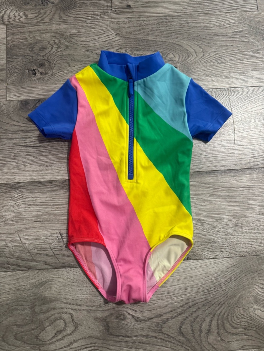 Boden Girls' Multicolor Zip-Up Swim Jacket - Blue, Green, Yellow, Pink